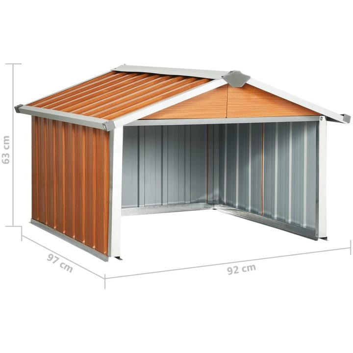 Skjul för robotgräsklippare 92x97x63 cm galvaniserat stål brun vidaXL – bild 10
