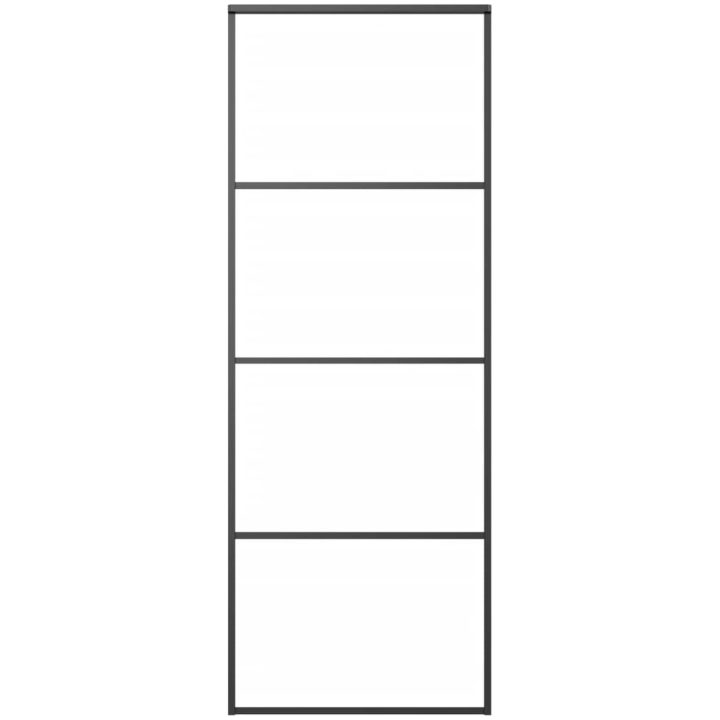 Skjutdörr aluminium med ESG-glas svart vidaXL 76 x 205 cm – bild 2
