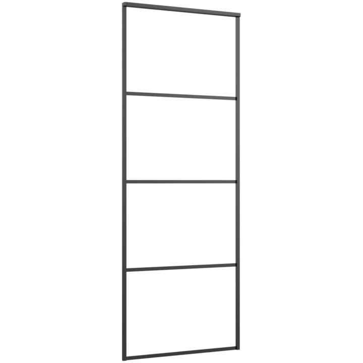 Skjutdörr aluminium med ESG-glas svart vidaXL 76 x 205 cm – bild 3