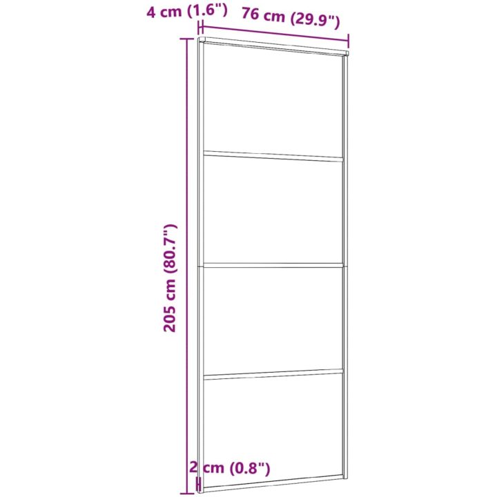 Skjutdörr aluminium med ESG-glas svart vidaXL 76 x 205 cm – bild 5