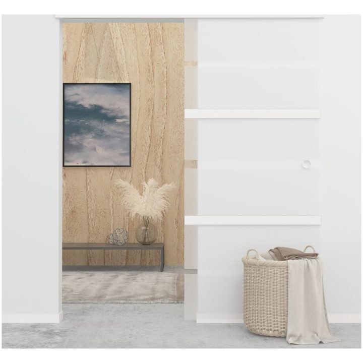 Skjutdörr ESG-glas och aluminium silver vidaXL 90 x 205 cm – bild 3