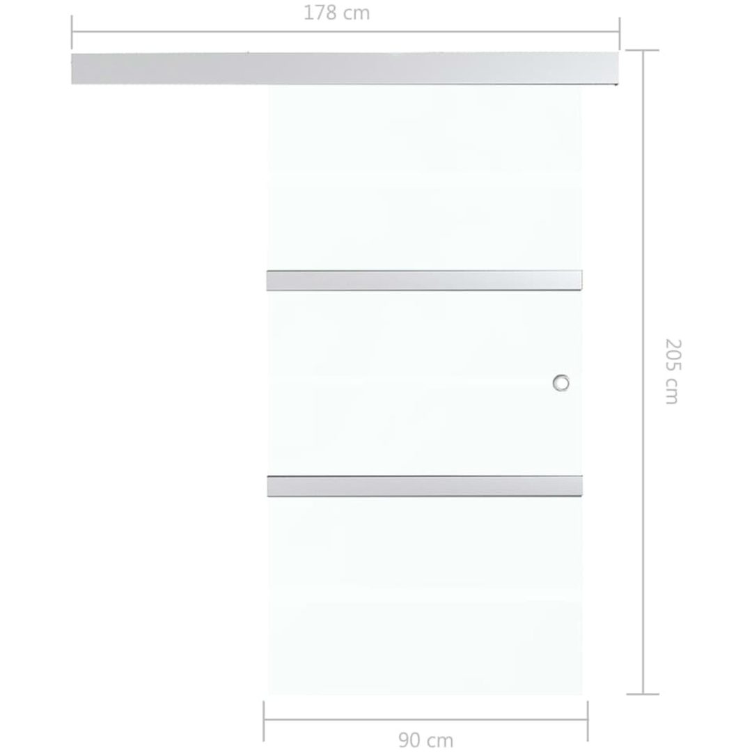 Skjutdörr ESG-glas och aluminium silver vidaXL 90 x 205 cm – bild 7