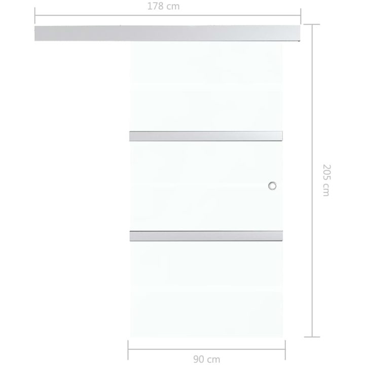 Skjutdörr ESG-glas och aluminium silver vidaXL 90 x 205 cm – bild 7