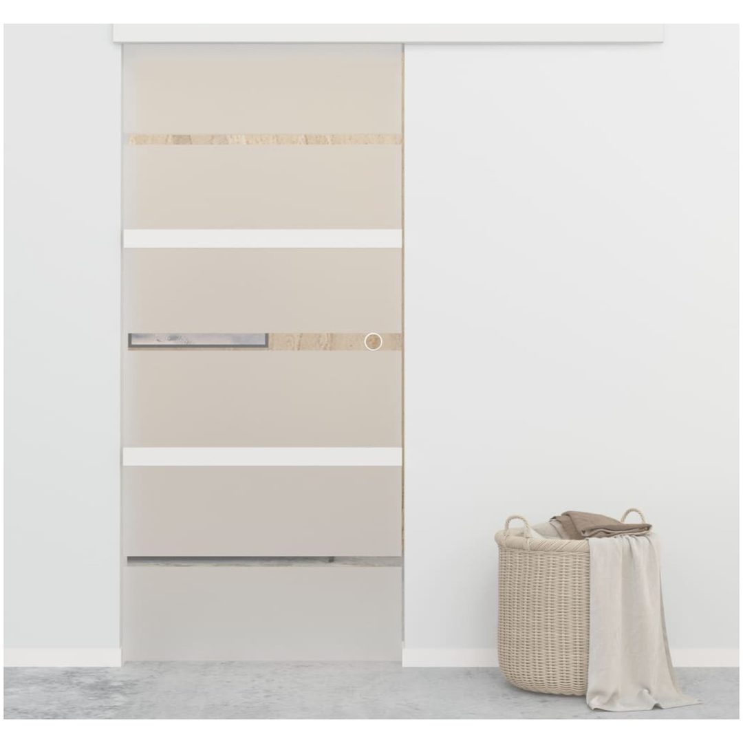 Skjutdörr ESG-glas och aluminium silver vidaXL 90 x 205 cm