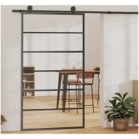 Skjutdörr ESG-glas och aluminium svart vidaXL