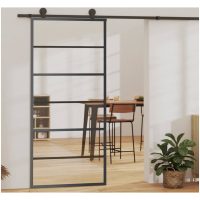 Skjutdörr ESG-glas och aluminium svart vidaXL