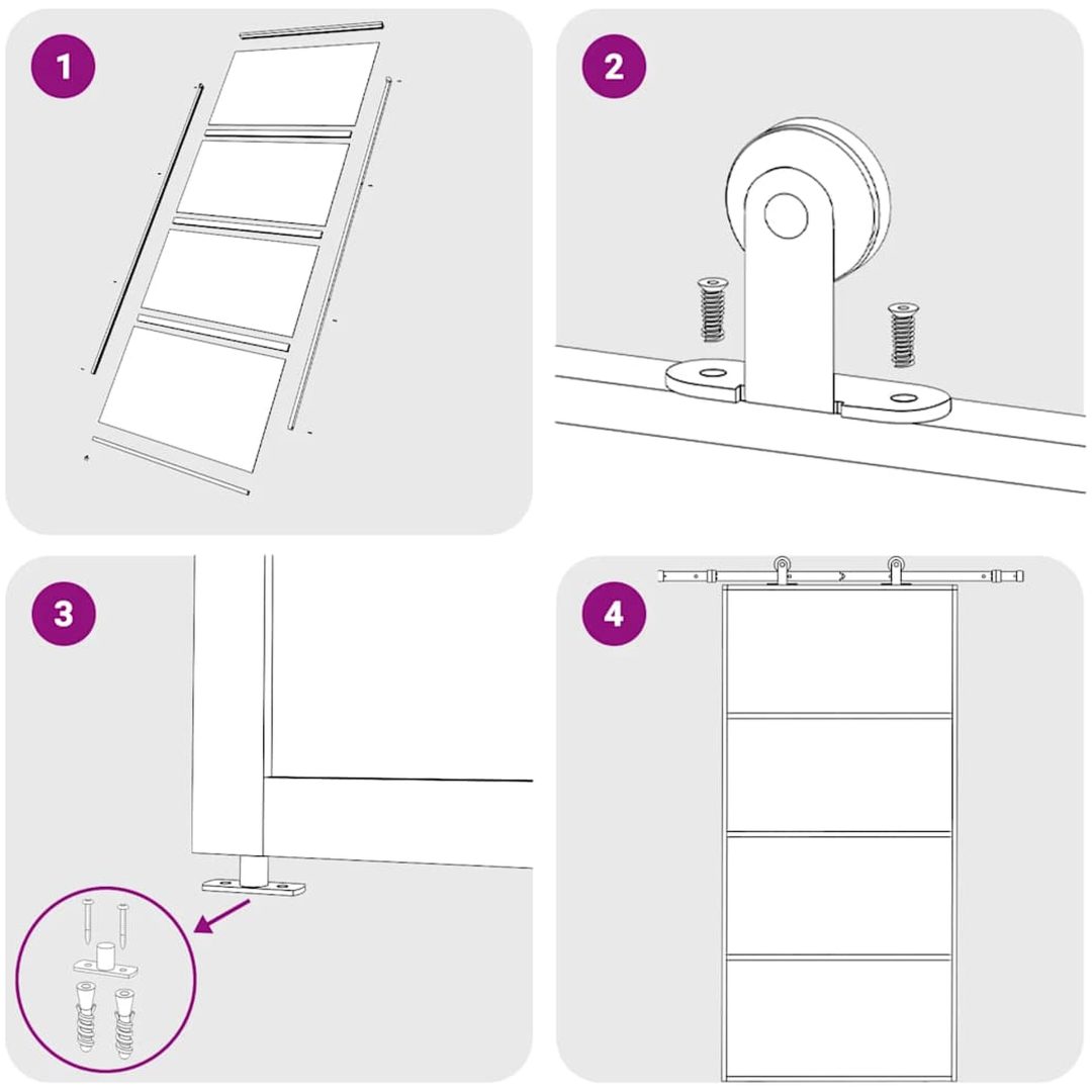 Skjutdörr ESG-glas och aluminium vit vidaXL 102.5 x 205 cm – bild 5