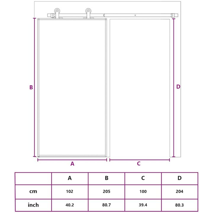 Skjutdörr ESG-glas och aluminium vit vidaXL 102.5 x 205 cm – bild 7