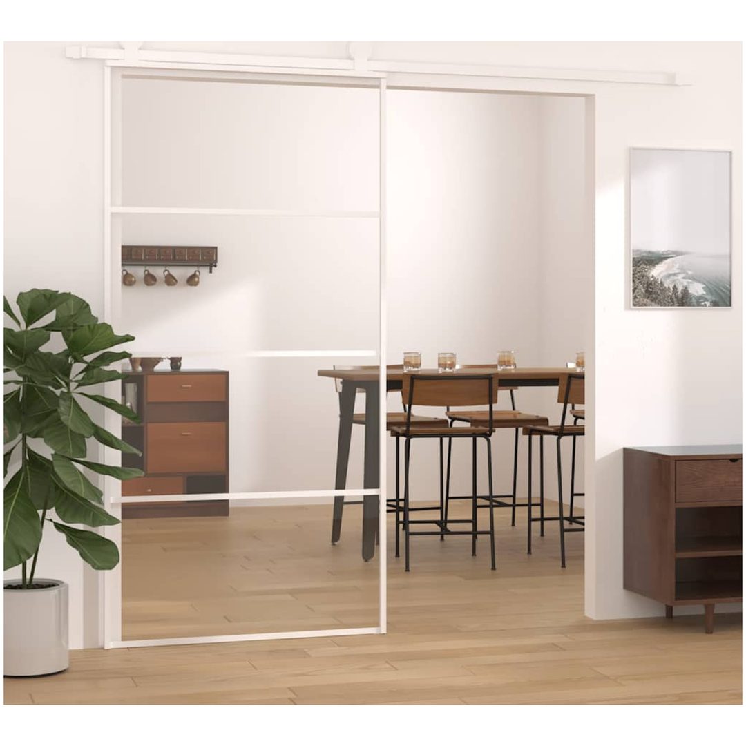Skjutdörr ESG-glas och aluminium vit vidaXL 102.5 x 205 cm