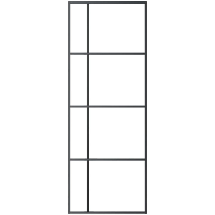 Skjutdörr frostat ESG-glas och aluminium svart vidaXL 76 x 205 cm – bild 3