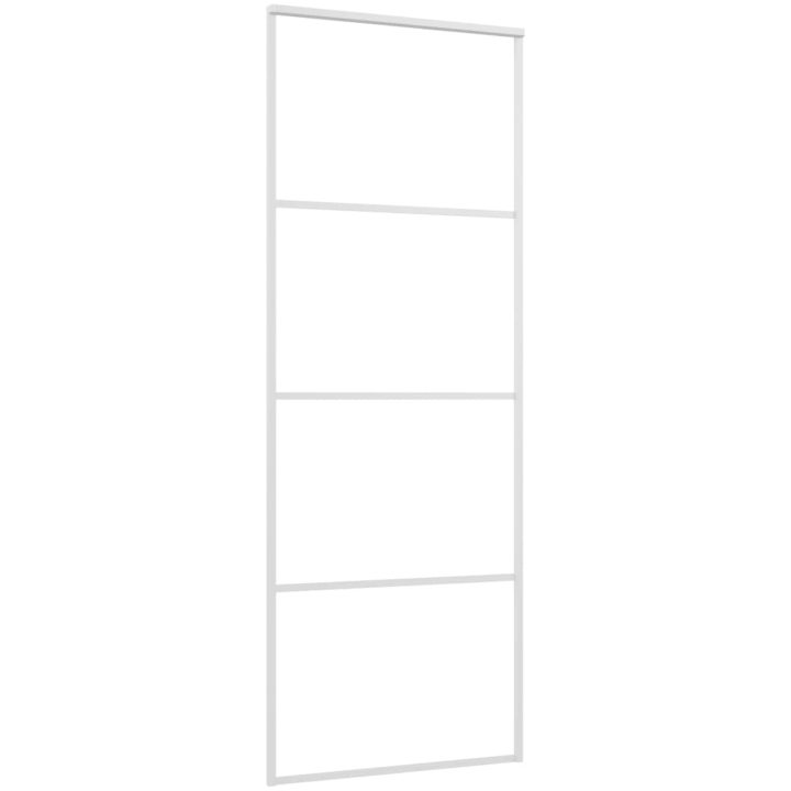 Skjutdörr frostat ESG-glas och aluminium vit vidaXL 76 x 205 cm – bild 3