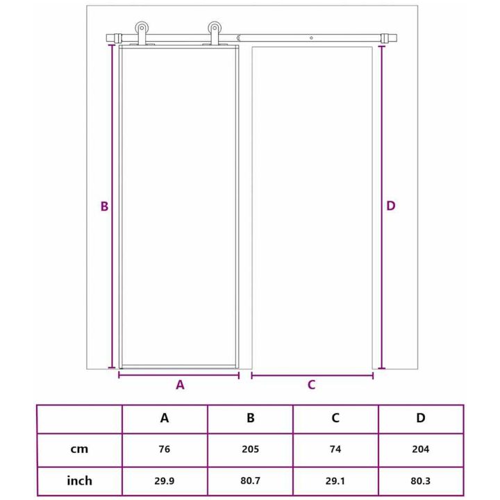 Skjutdörr frostat ESG-glas och aluminium vit vidaXL 76 x 205 cm – bild 7