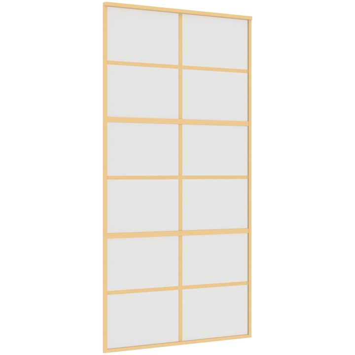 Skjutdörr guld frostat ESG-glas och aluminium vidaXL 102.5 x 205 cm – bild 2