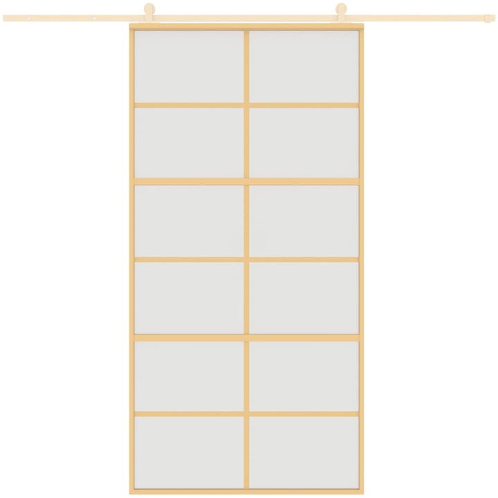 Skjutdörr guld frostat ESG-glas och aluminium vidaXL 102.5 x 205 cm – bild 3
