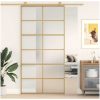 Skjutdörr guld frostat ESG-glas och aluminium vidaXL 102.5 x 205 cm – miniatyr 1