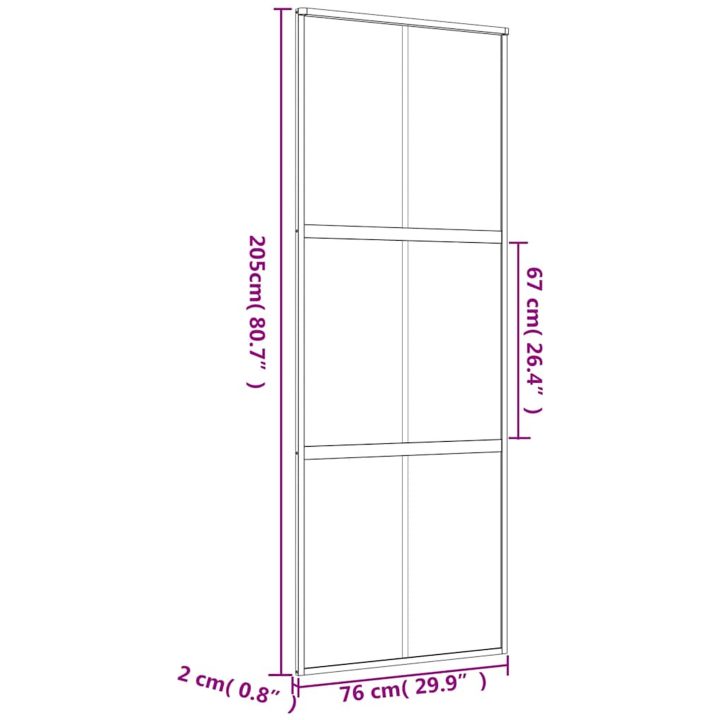 Skjutdörr guld klart ESG-glas och aluminium vidaXL 76 x 205 cm – bild 9