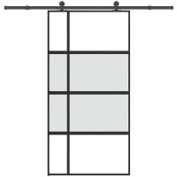 Skjutdörr med beslag 102,5x205 cm härdat glas och aluminium vidaXL