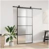 Skjutdörr med beslag svart 102,5x205 cm ESG-glas vidaXL 102.5 x 205 cm (200 cm sliding rail) – miniatyr 3