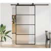 Skjutdörr med beslag svart 102,5x205 cm ESG-glas vidaXL 102.5 x 205 cm (200 cm sliding rail) – miniatyr 1