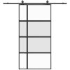 Skjutdörr med beslag svart 102,5x205 cm härdat glas vidaXL 102.5 x 205 cm (200 cm sliding rail) – miniatyr 2