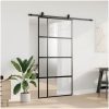 Skjutdörr med beslag svart 102,5x205 cm härdat glas vidaXL 102.5 x 205 cm (200 cm sliding rail) – miniatyr 3