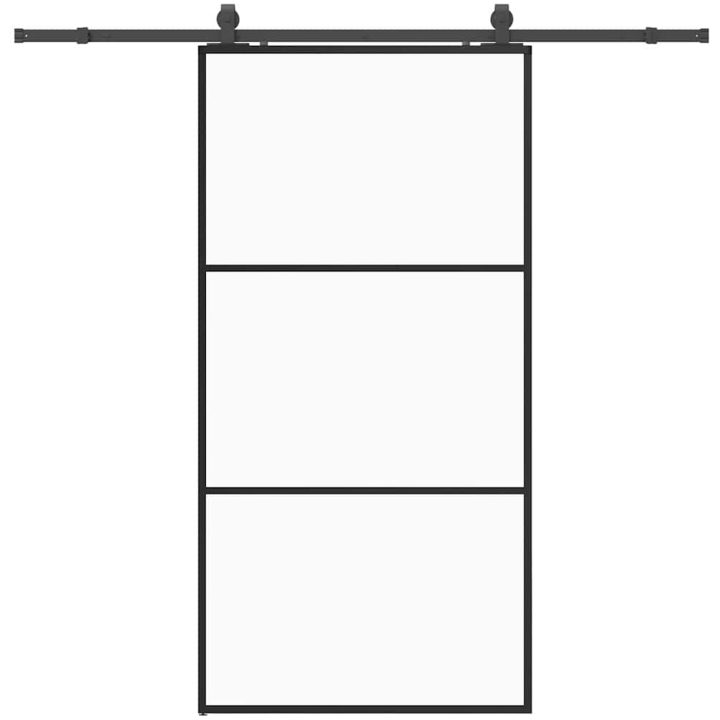 Skjutdörr med beslag svart 102x205 cm ESG-glas vidaXL 102 x 205 cm (213 cm sliding rail) – bild 2