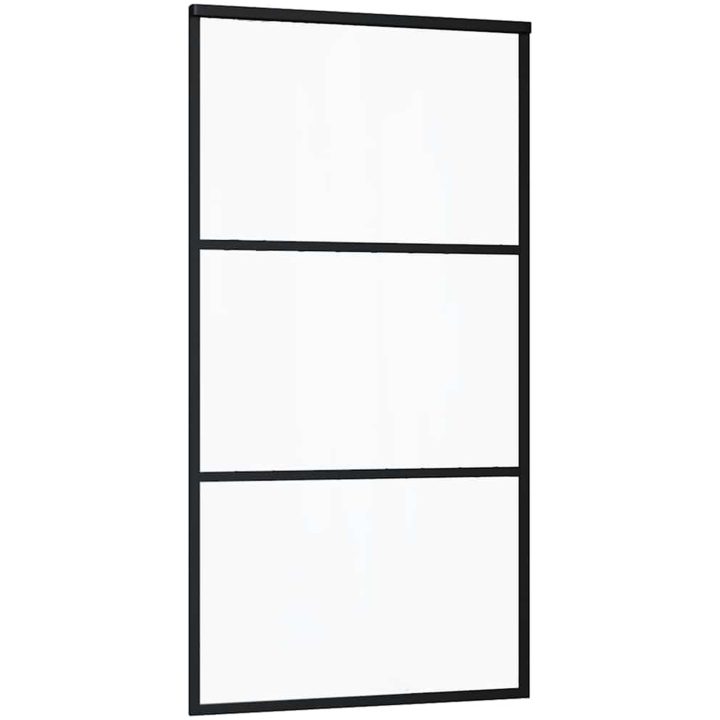 Skjutdörr med beslag svart 102x205 cm ESG-glas vidaXL 102 x 205 cm (213 cm sliding rail) – bild 5
