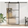 Skjutdörr med beslag svart 102x205 cm ESG-glas vidaXL 102 x 205 cm (213 cm sliding rail) – miniatyr 1