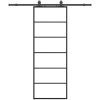Skjutdörr med beslag svart 76x205 cm ESG-glas vidaXL 76 x 205 cm (183 cm sliding rail) – miniatyr 2