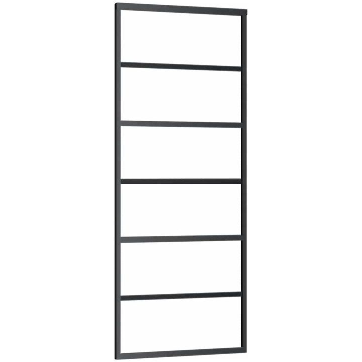 Skjutdörr med beslag svart 76x205 cm ESG-glas vidaXL 76 x 205 cm (183 cm sliding rail) – bild 5