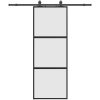 Skjutdörr med beslag svart 76x205 cm härdat glas vidaXL 76 x 205 cm (183 cm sliding rail) – miniatyr 2