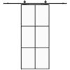 Skjutdörr med beslag svart 90x205 cm ESG-glas vidaXL 90 x 205 cm (200 cm sliding rail) – miniatyr 2