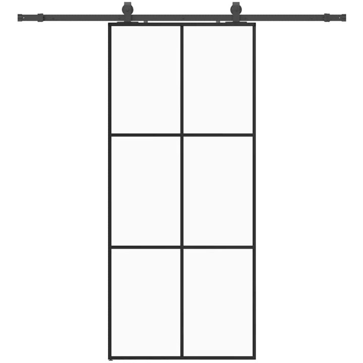 Skjutdörr med beslag svart 90x205 cm ESG-glas vidaXL 90 x 205 cm (200 cm sliding rail) – bild 2