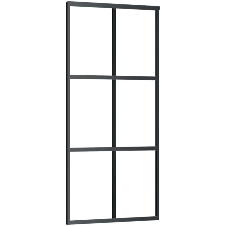 Skjutdörr med beslag svart 90x205 cm ESG-glas vidaXL 90 x 205 cm (200 cm sliding rail) – bild 5