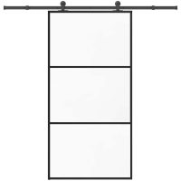 Skjutdörr med beslagset 102x205 cm ESG glas och aluminium vidaXL