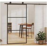 Skjutdörr med beslagset ESG glas och aluminium 102x205 cm vidaXL