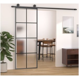 Skjutdörr med beslagset ESG glas och aluminium vidaXL