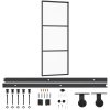 Skjutdörr med beslagset ESG glas och aluminium vidaXL 76 x 205 cm (183 cm sliding rail) – miniatyr 2
