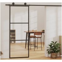 Skjutdörr med beslagset ESG glas och aluminium vidaXL