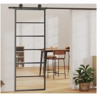 Skjutdörr med beslagset ESG glas och aluminium vidaXL