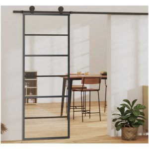 Skjutdörr med beslagset ESG glas och aluminium vidaXL