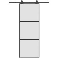 Skjutdörr med beslagset härdat glas och aluminium 76x205 cm vidaXL