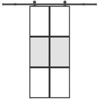 Skjutdörr med beslagset härdat glas och aluminium 90x205 cm vidaXL