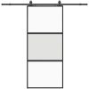Skjutdörr med beslagssats svart 90x205 cm härdat glas vidaXL 90 x 205 cm (213 cm sliding rail) – miniatyr 2