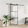 Skjutdörr med beslagssats svart 90x205 cm härdat glas vidaXL 90 x 205 cm (213 cm sliding rail) – miniatyr 3