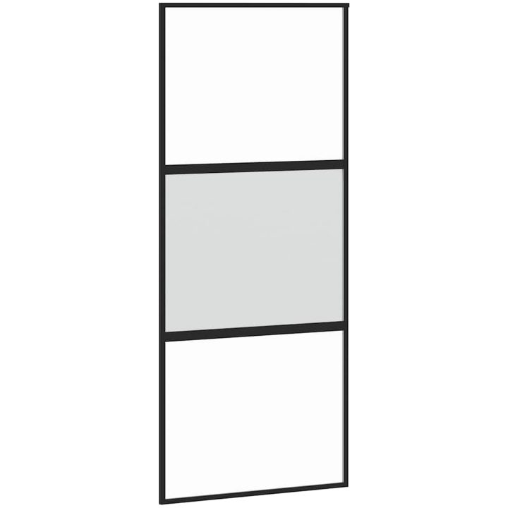 Skjutdörr med beslagssats svart 90x205 cm härdat glas vidaXL 90 x 205 cm (213 cm sliding rail) – bild 5
