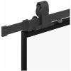 Skjutdörr med beslagssats svart 90x205 cm härdat glas vidaXL 90 x 205 cm (213 cm sliding rail) – miniatyr 6