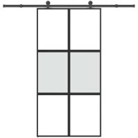 Skjutdörr med hårdvara 102,5x205 cm härdat glas och aluminium vidaXL
