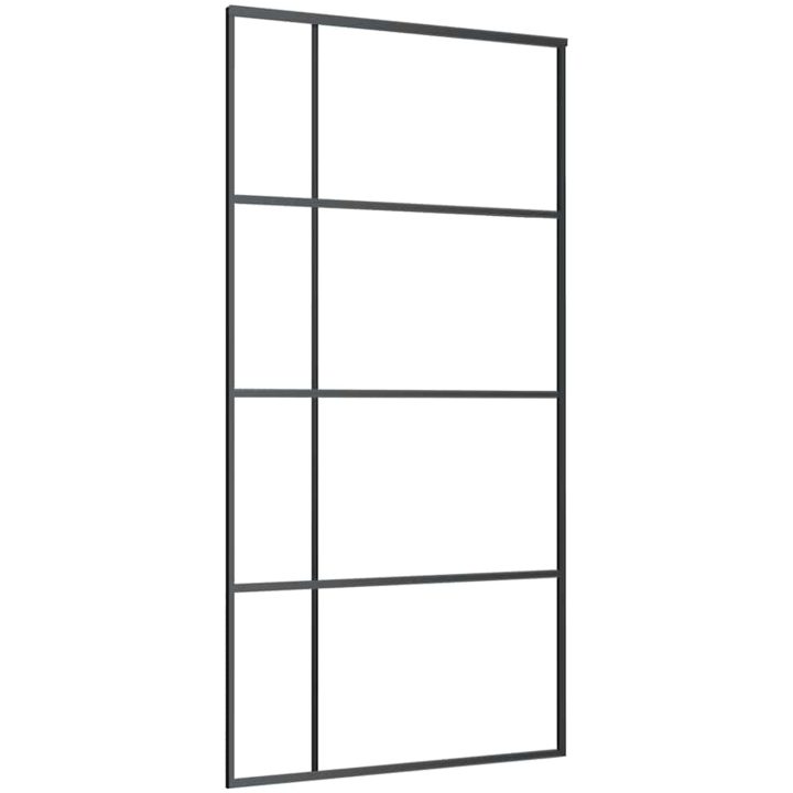 Skjutdörr med hårdvara ESG-glas och aluminium vidaXL 102.5 x 205 cm (213.5 cm) – bild 4