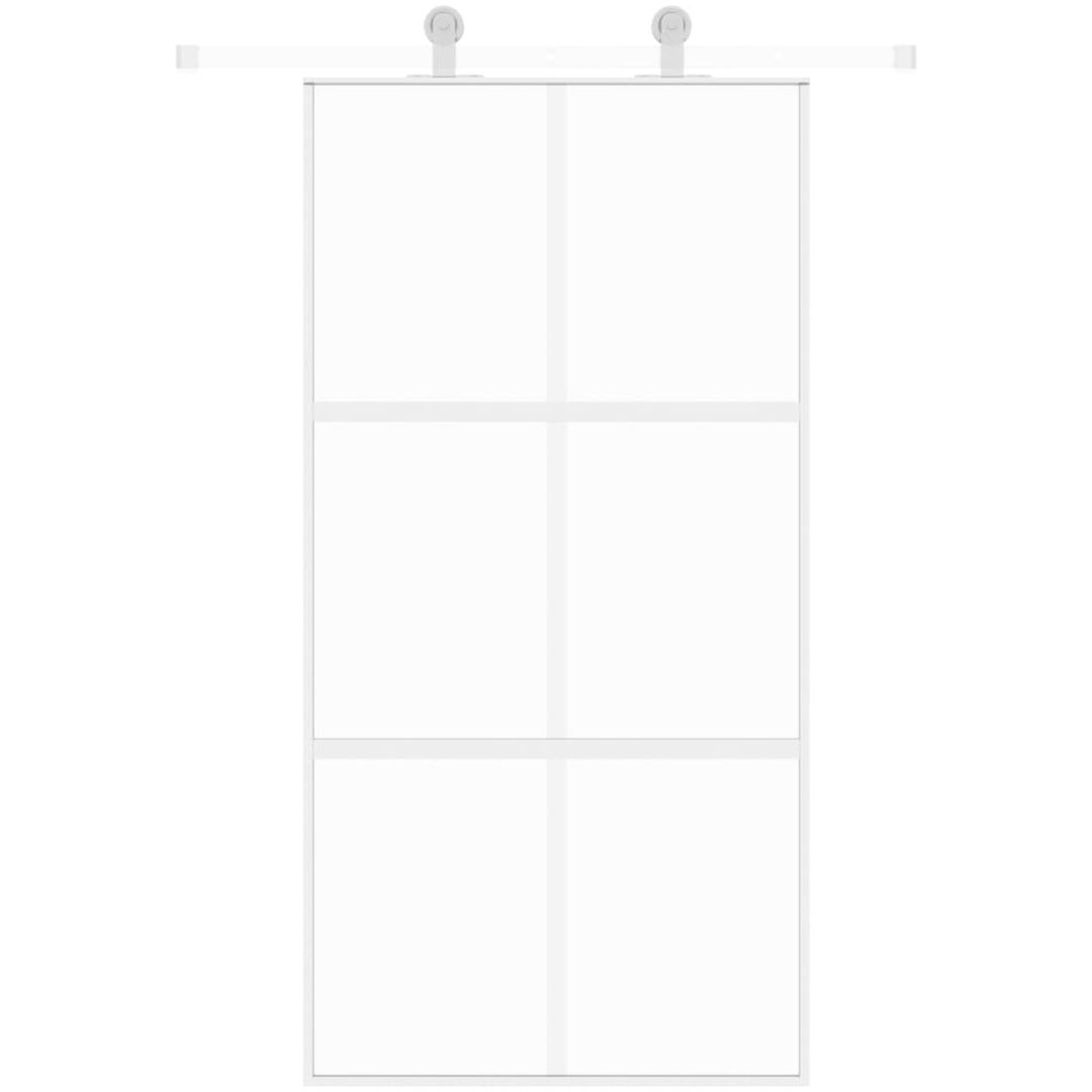 Skjutdörr vit härdat glas och aluminium vidaXL 102.5 x 205 cm – bild 3